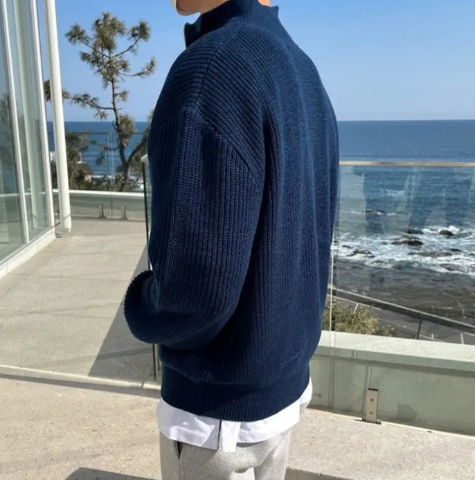GUSTAV - Maglione Luxe con Mezza Cerniera da Uomo in Stile Old Money
