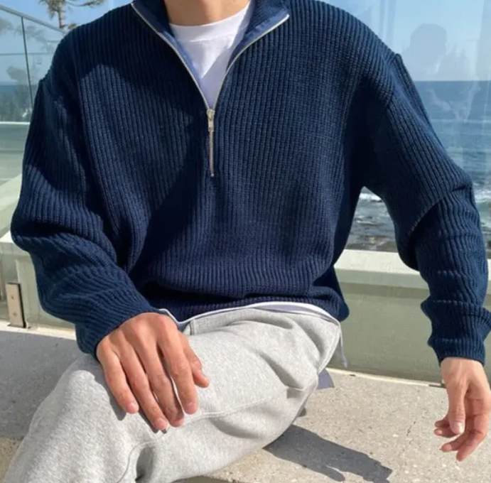 GUSTAV - Maglione Luxe con Mezza Cerniera da Uomo in Stile Old Money
