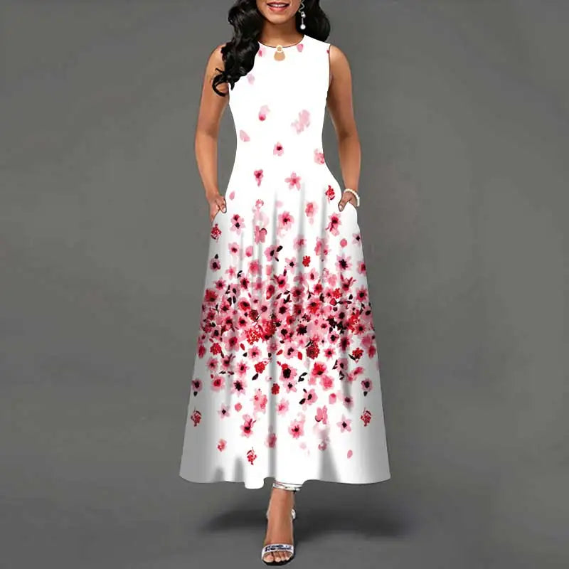 Dames Lange Jurk Bohemian Stijl Bloemenprint voor Zomer-4