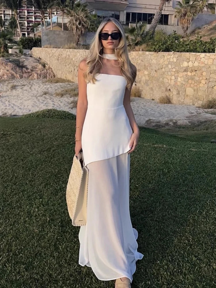 Variant image for Dames Lange Jurk Strapless Elegante Lange Zomerjurk voor Strand en Speciale Gelegenheden-7