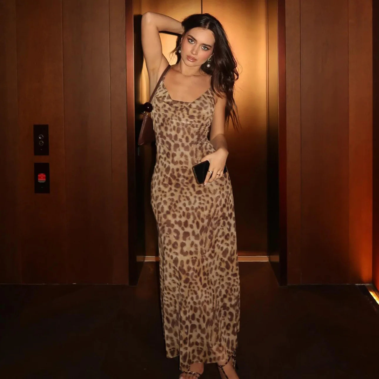 Dames Maxi Jurk Vintage Luipaardprint voor Zomerfeestjes en Gala's-5