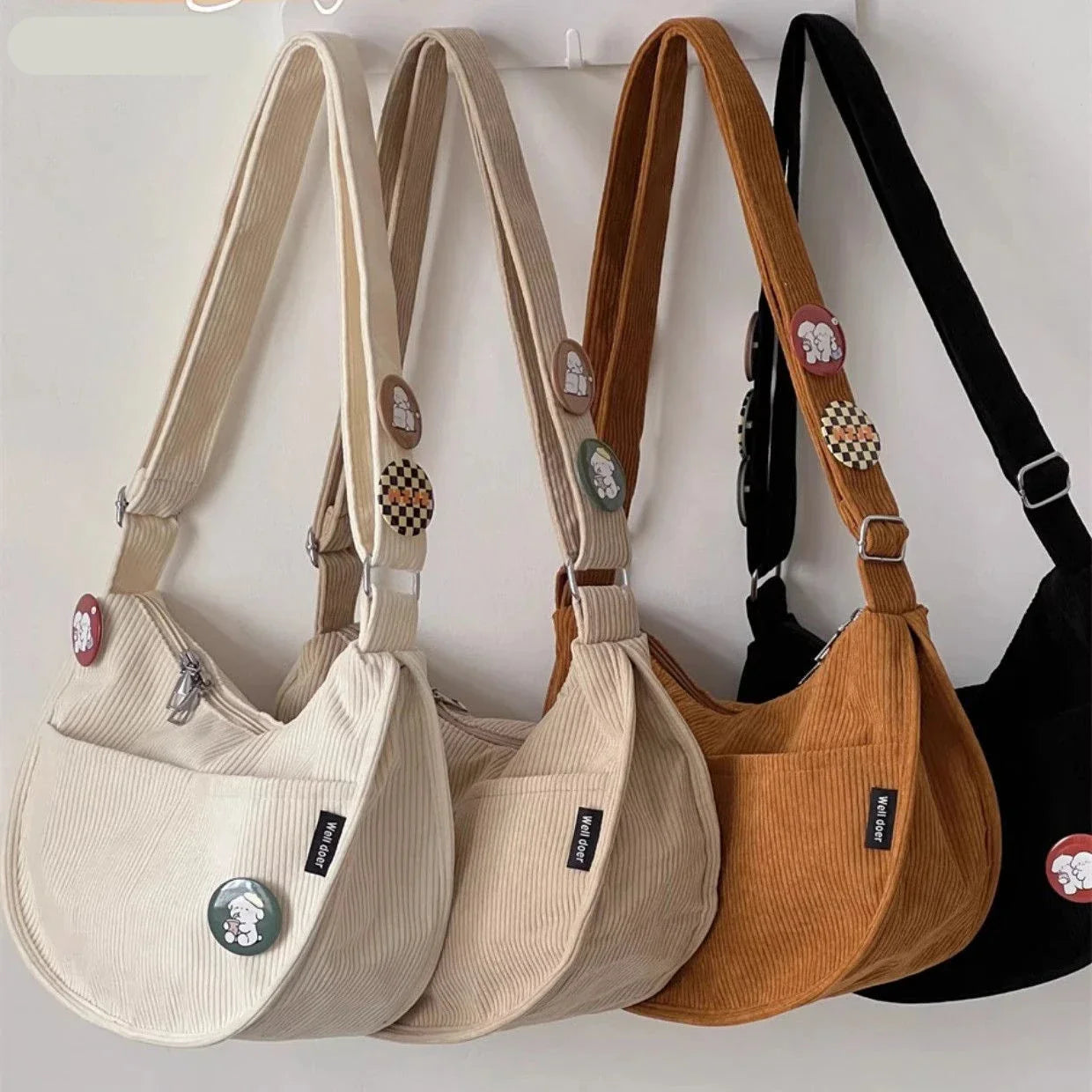 Kaylani Corduroy Schoudertas Dames - Stijlvol en Functioneel Mode Accessoire-1