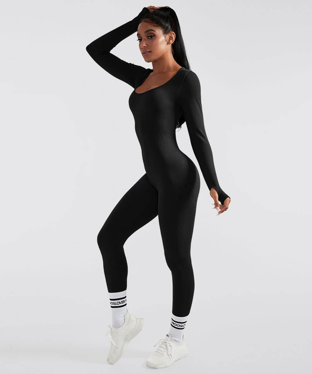 SOLANA – Ribbed seamless jumpsuit dames met lange mouwen | Sexy, comfy & sporty fit