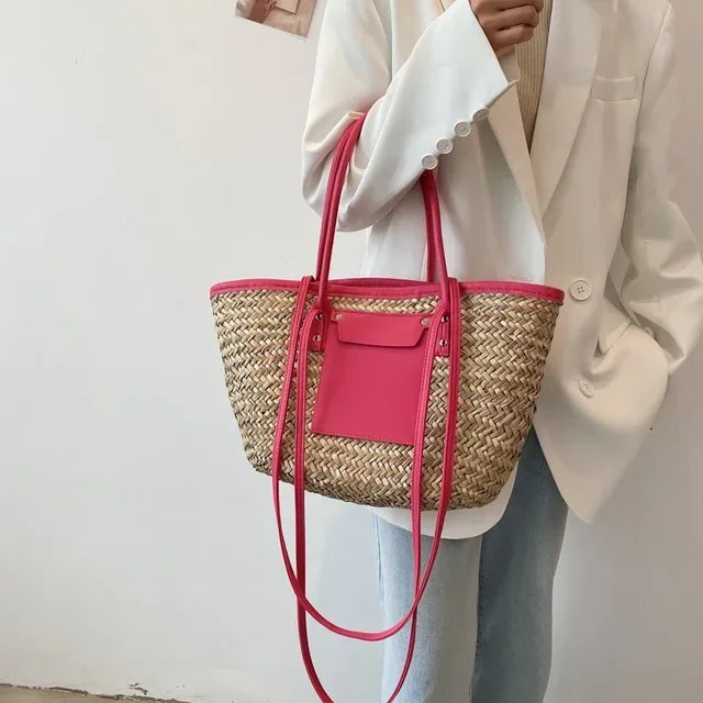 Variant image for Handgemaakte Grote Strandtas Rieten Magnolia Stijl voor Vrouwen-3