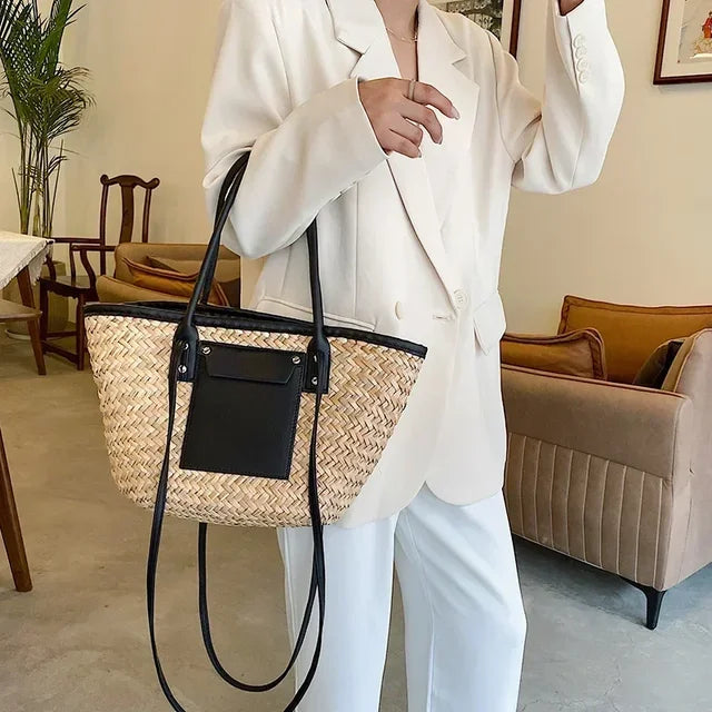 Variant image for Handgemaakte Grote Strandtas Rieten Magnolia Stijl voor Vrouwen-1