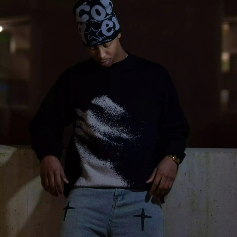 BRIGGS – Maglione Y2K lavorato a maglia robusto in stile streetwear per lui e per lei