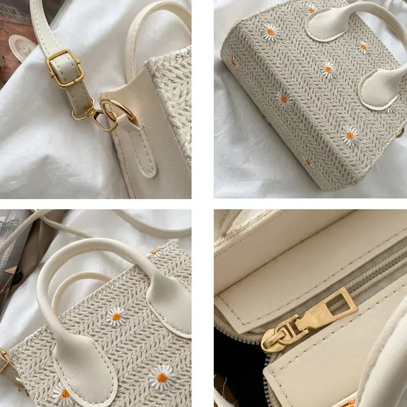 Serena Handtas Dames Geweven Met Bloemenaccenten Voor Zomerstijl-4