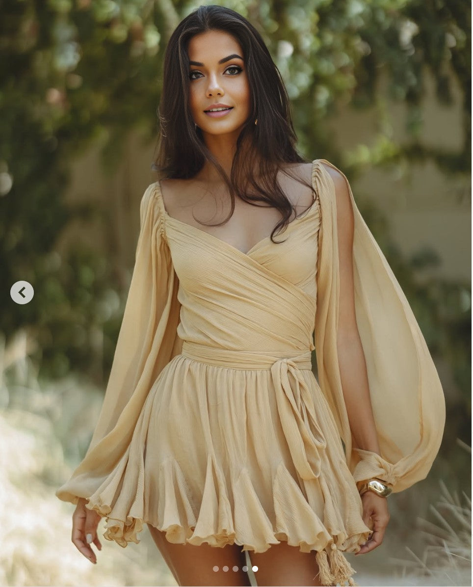 Vestito Lumiruffle con Ruches | Design Elegante e Unico per Giornate di Sole