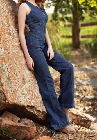 CELINA - Tuta in denim con schiena scoperta