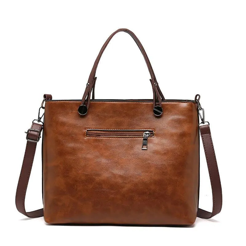 Klassieke Leren Schoudertas Dames - Zwart Elegante Stijl-3