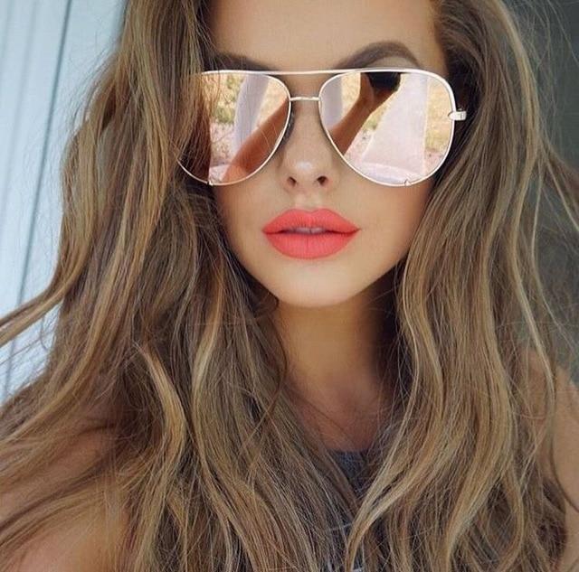Designer Aviator Zonnebril Dames Stijlvolle Pilotenbril Met Gespiegelde Glazen-1