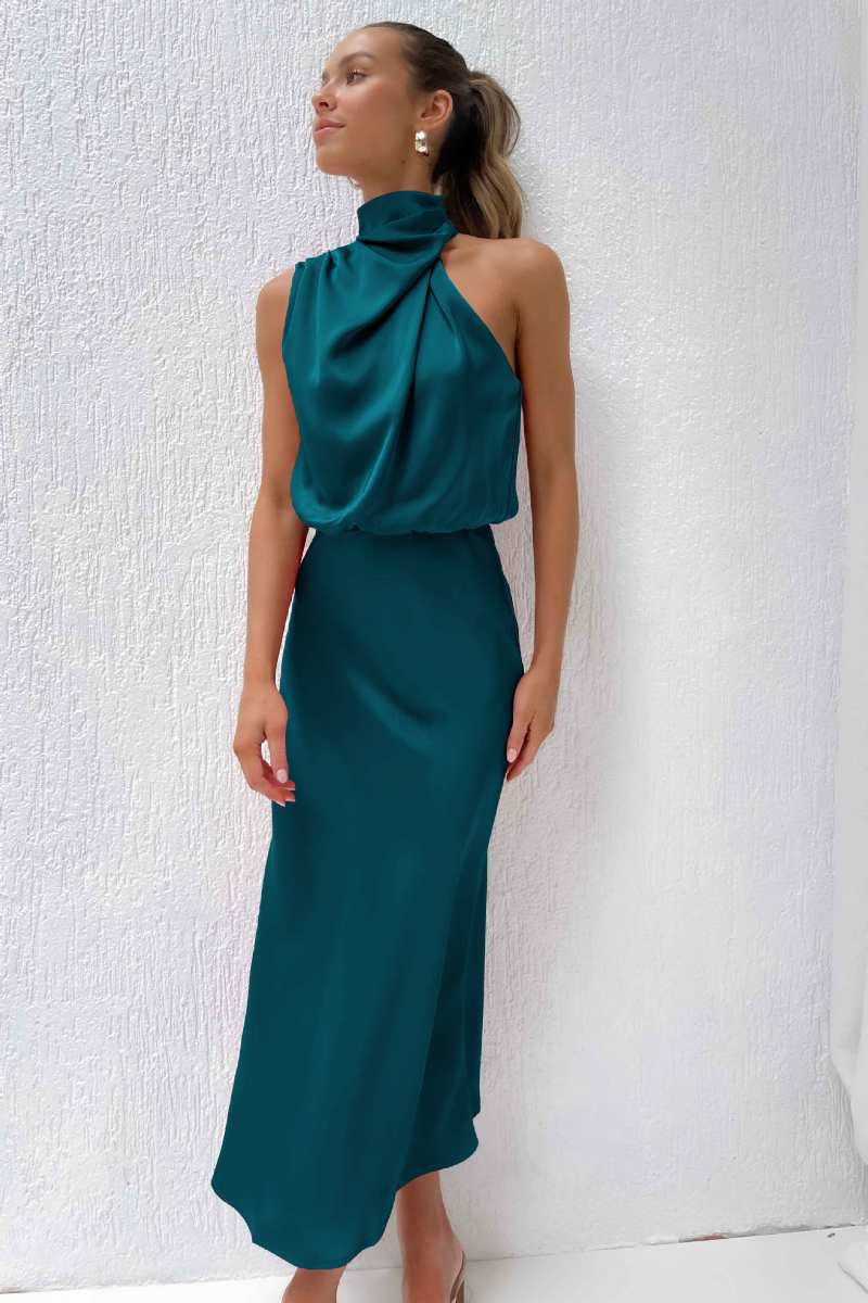 MAELIA – Elegante abito midi con scollo unico