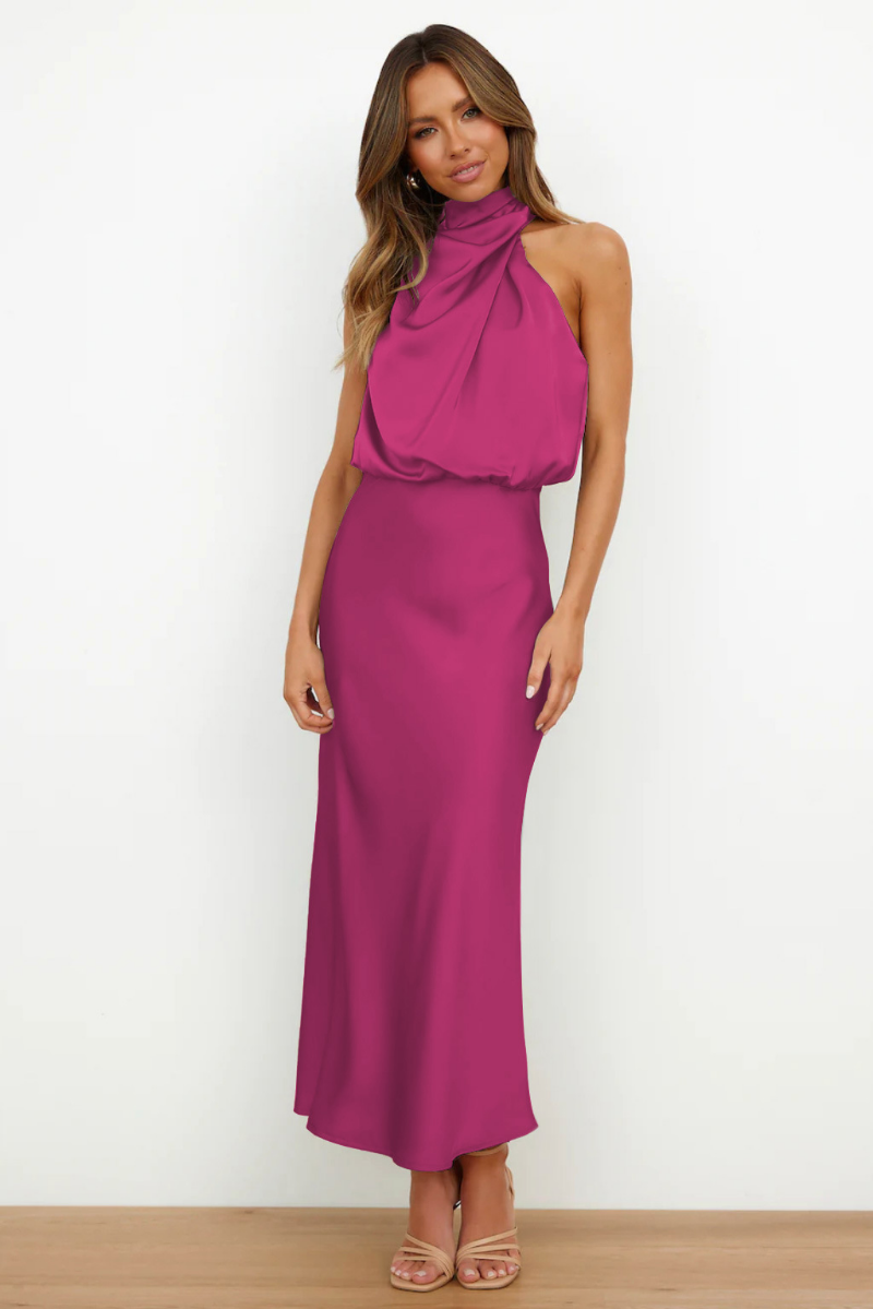 MAELIA – Elegante abito midi con scollo unico
