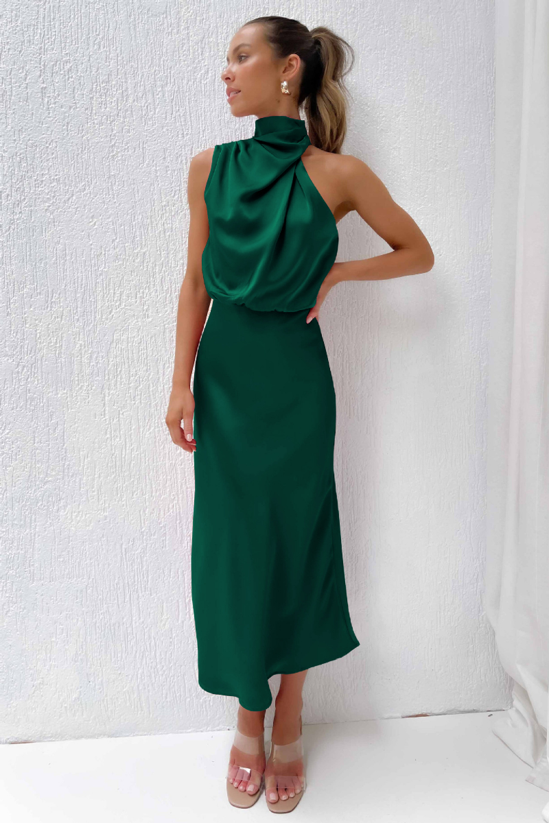 MAELIA – Elegante abito midi con scollo unico