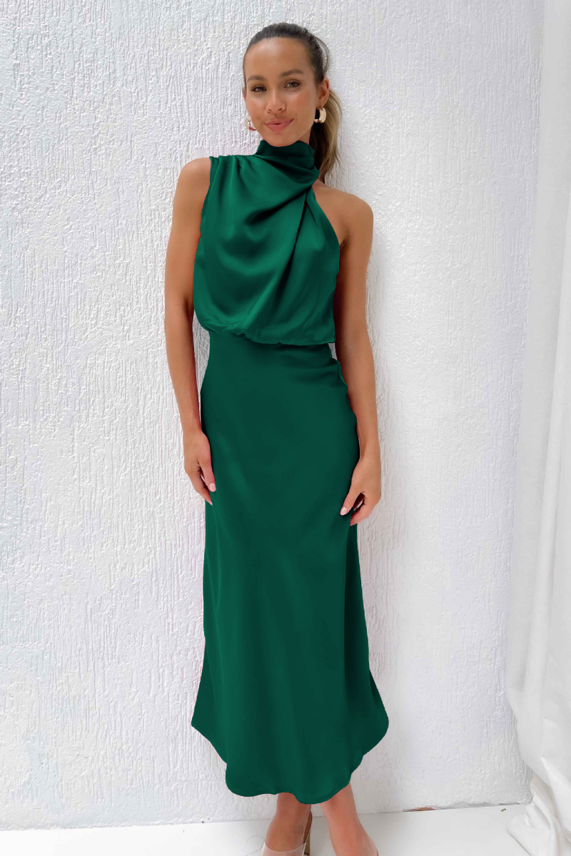 MAELIA – Elegante abito midi con scollo unico