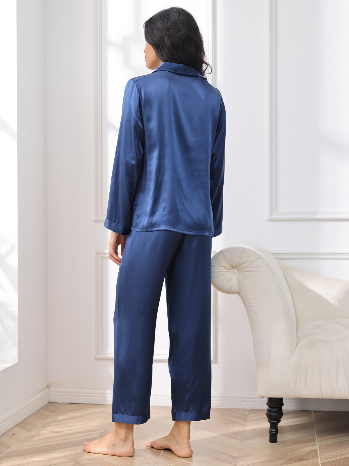 LUNA - Set Pigiama in Seta di Lusso per Donna | Morbida Camicia da Notte con Bottoni