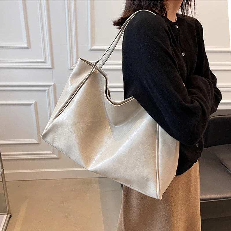 Emory Grote Handtas Dames Retro Stijl Elegante PU-Lederen Tas-2