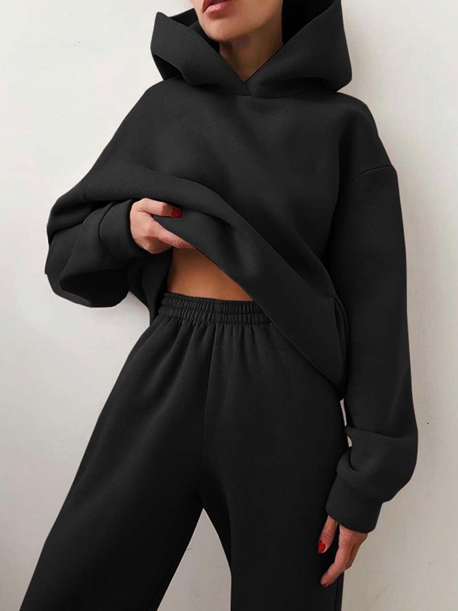 SVEA – Tuta da jogging trendy in 2 pezzi per donna con felpa con cappuccio