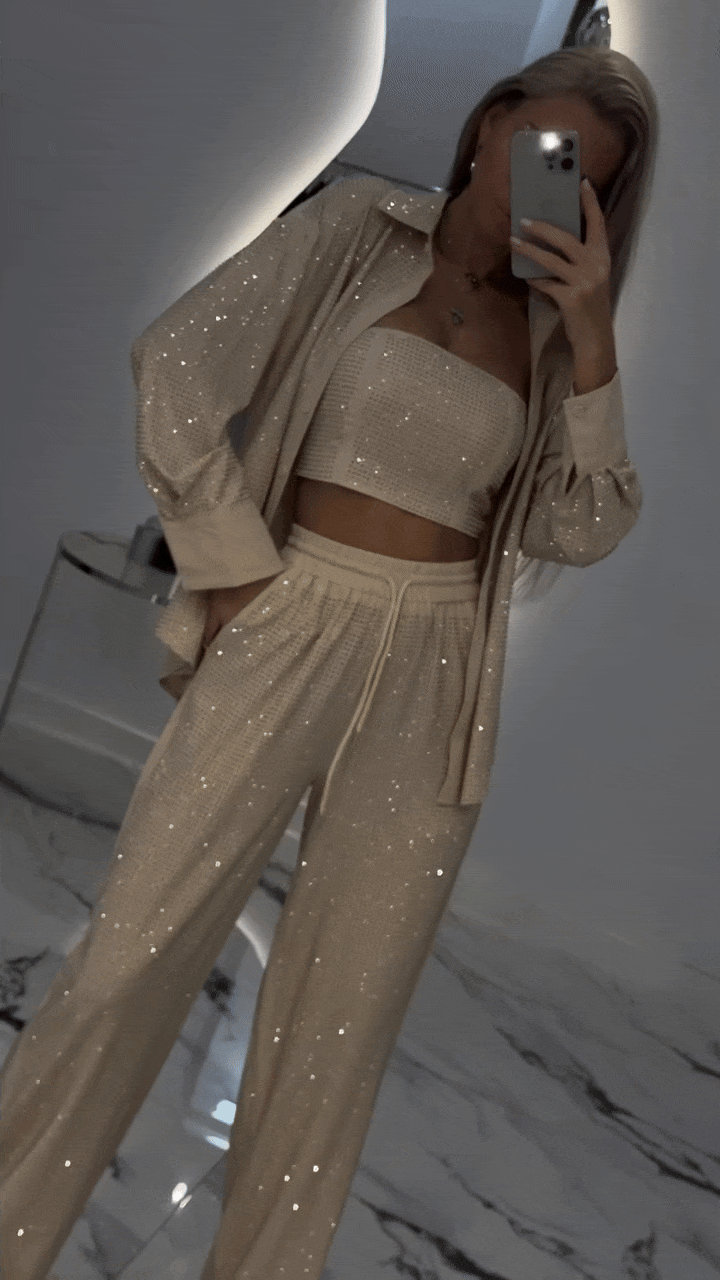 LUX SET – Completo Donna in Tre Pezzi con Strass | Brillante e Confortevole