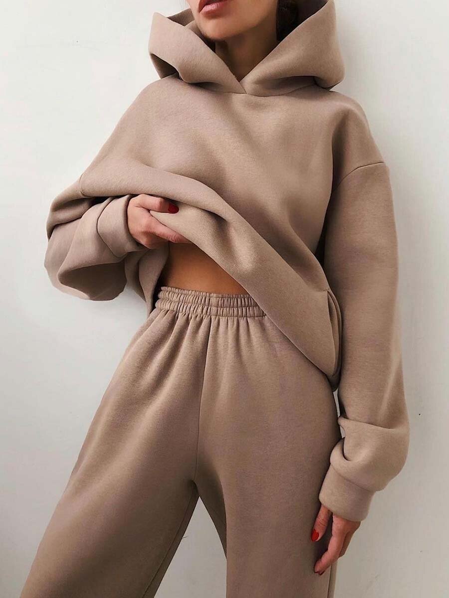 SVEA – Tuta da jogging trendy in 2 pezzi per donna con felpa con cappuccio