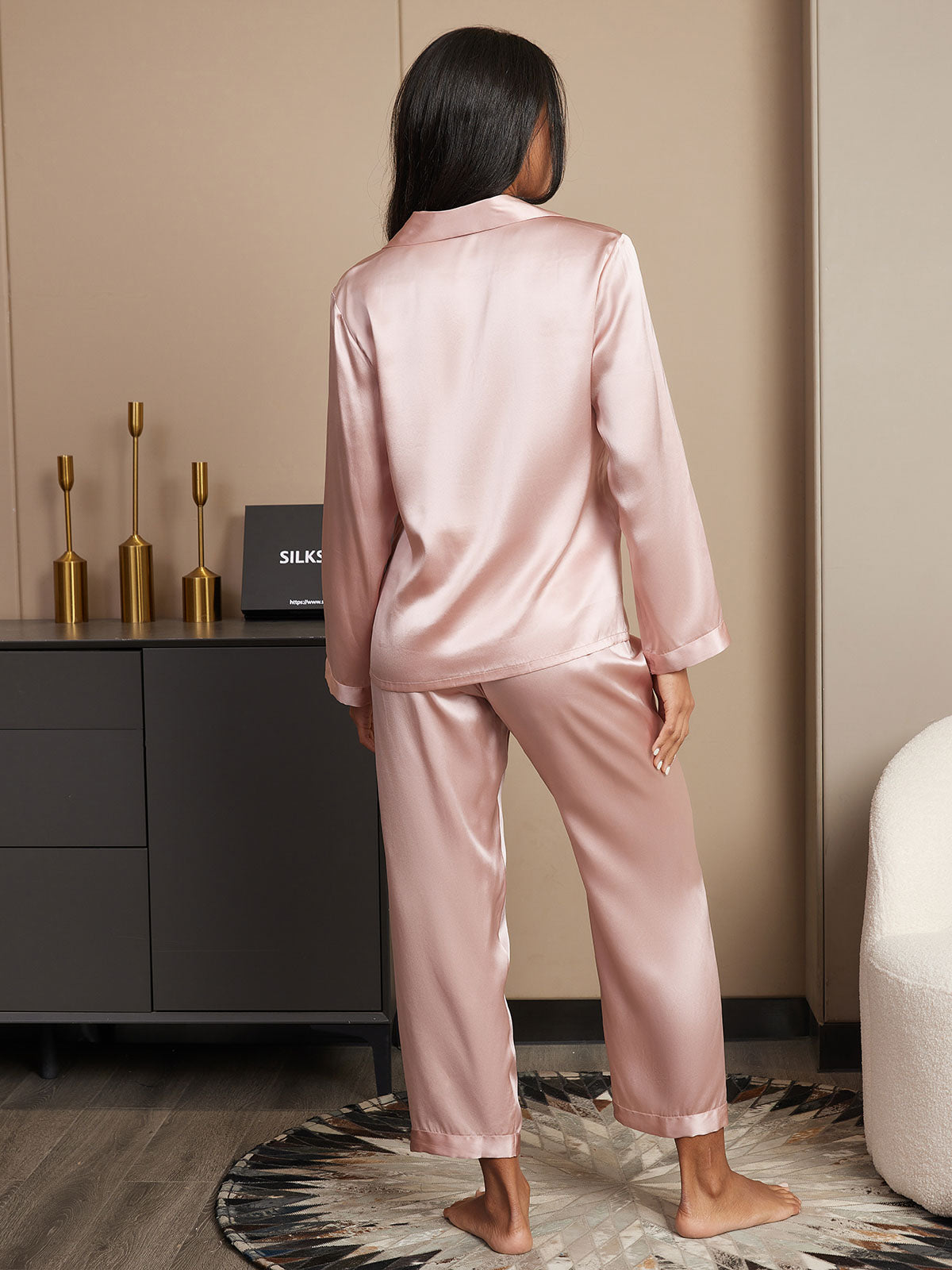 LUNA - Set Pigiama in Seta di Lusso per Donna | Morbida Camicia da Notte con Bottoni