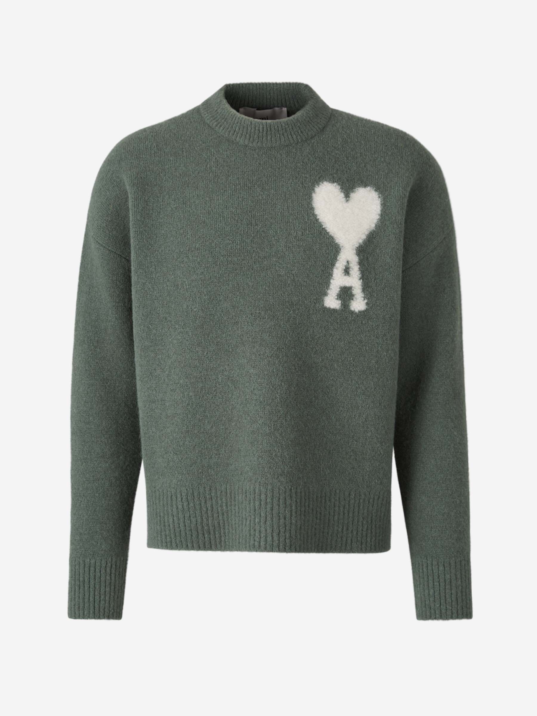Ami Paris Maglione con Logo a Cuore per Uomo | Morbido & Elegante Maglione con Vestibilità Rilassata