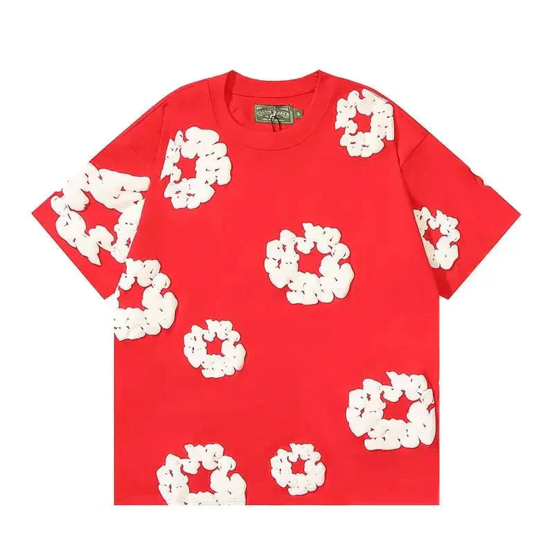 FLOWER KISS – Completo corto in denim con stampa corona unica | Streetwear estivo