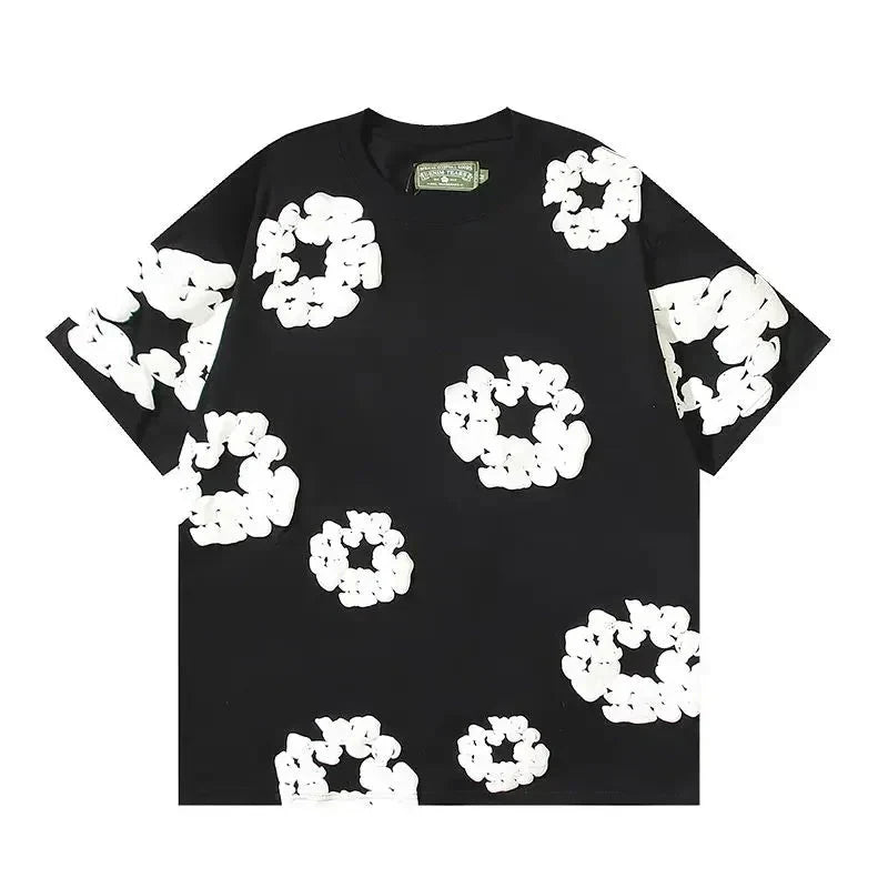 FLOWER KISS – Completo corto in denim con stampa corona unica | Streetwear estivo