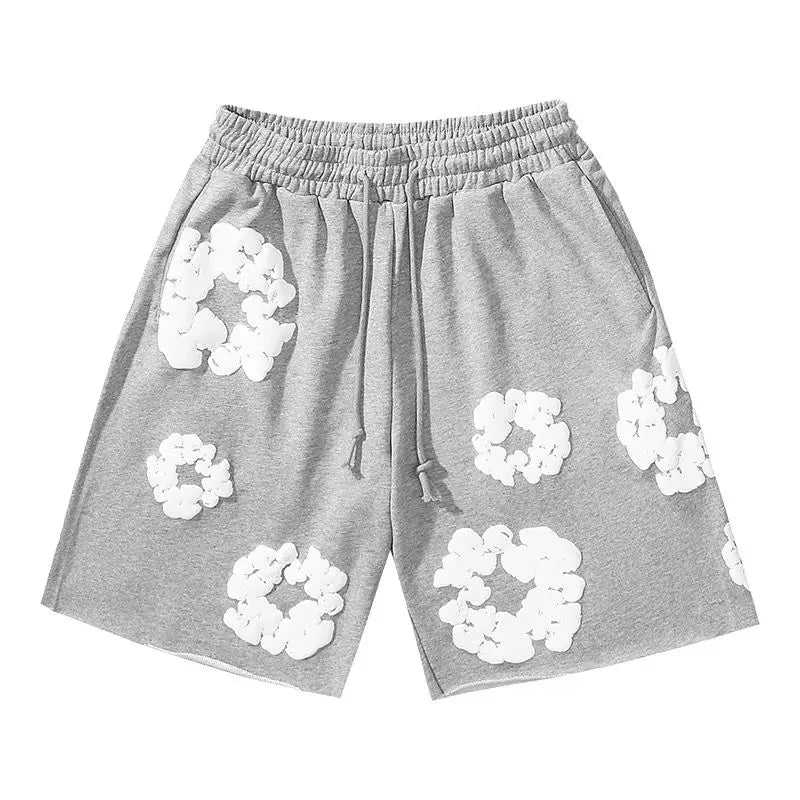FLOWER KISS – Completo corto in denim con stampa corona unica | Streetwear estivo