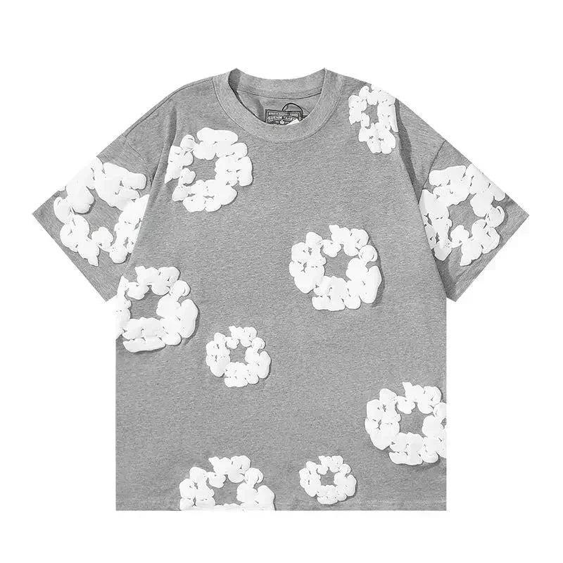 FLOWER KISS – Completo corto in denim con stampa corona unica | Streetwear estivo