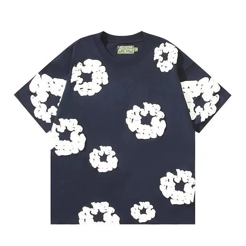 FLOWER KISS – Completo corto in denim con stampa corona unica | Streetwear estivo