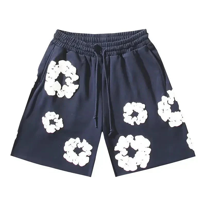 FLOWER KISS – Completo corto in denim con stampa corona unica | Streetwear estivo
