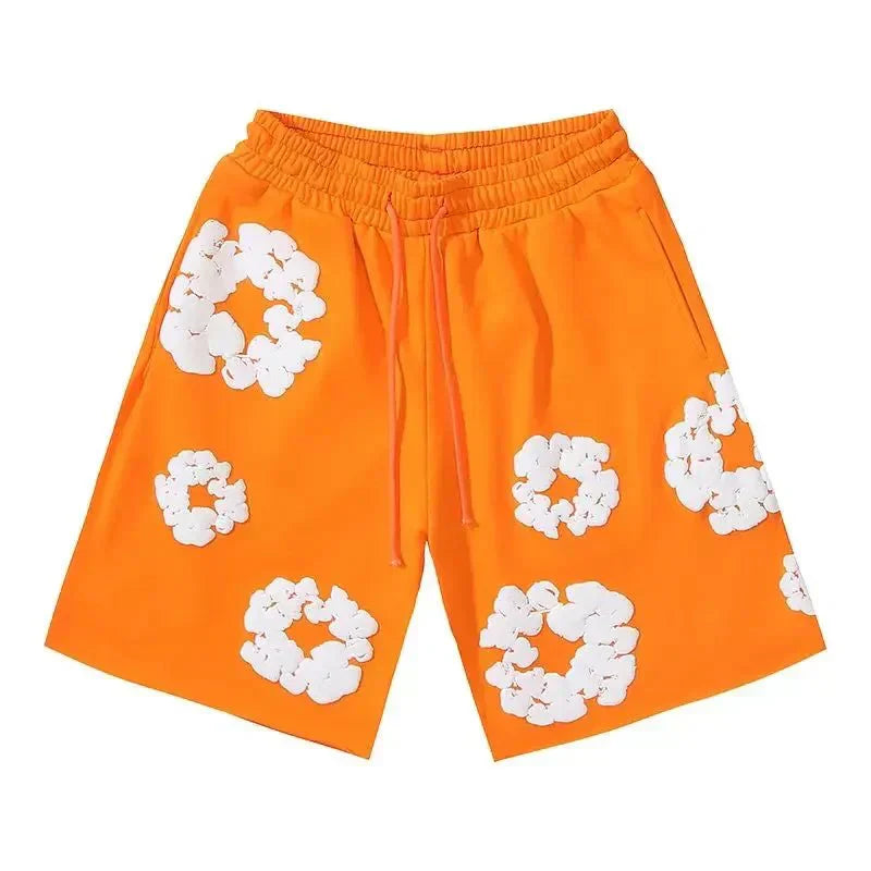 FLOWER KISS – Completo corto in denim con stampa corona unica | Streetwear estivo
