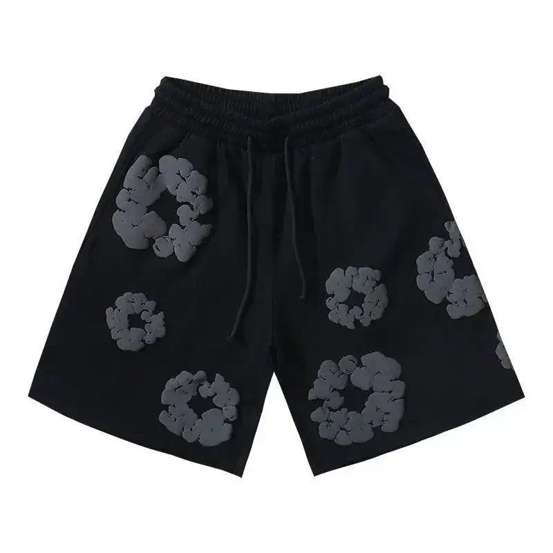 FLOWER KISS – Completo corto in denim con stampa corona unica | Streetwear estivo