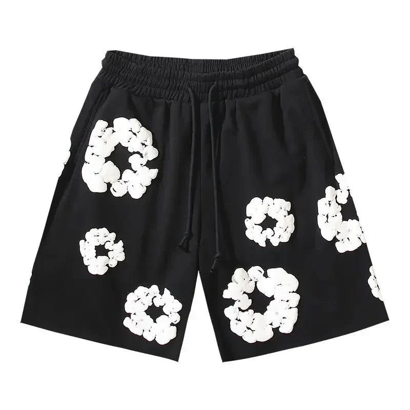 FLOWER KISS – Completo corto in denim con stampa corona unica | Streetwear estivo