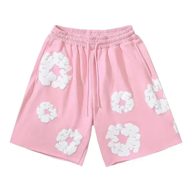 FLOWER KISS – Completo corto in denim con stampa corona unica | Streetwear estivo