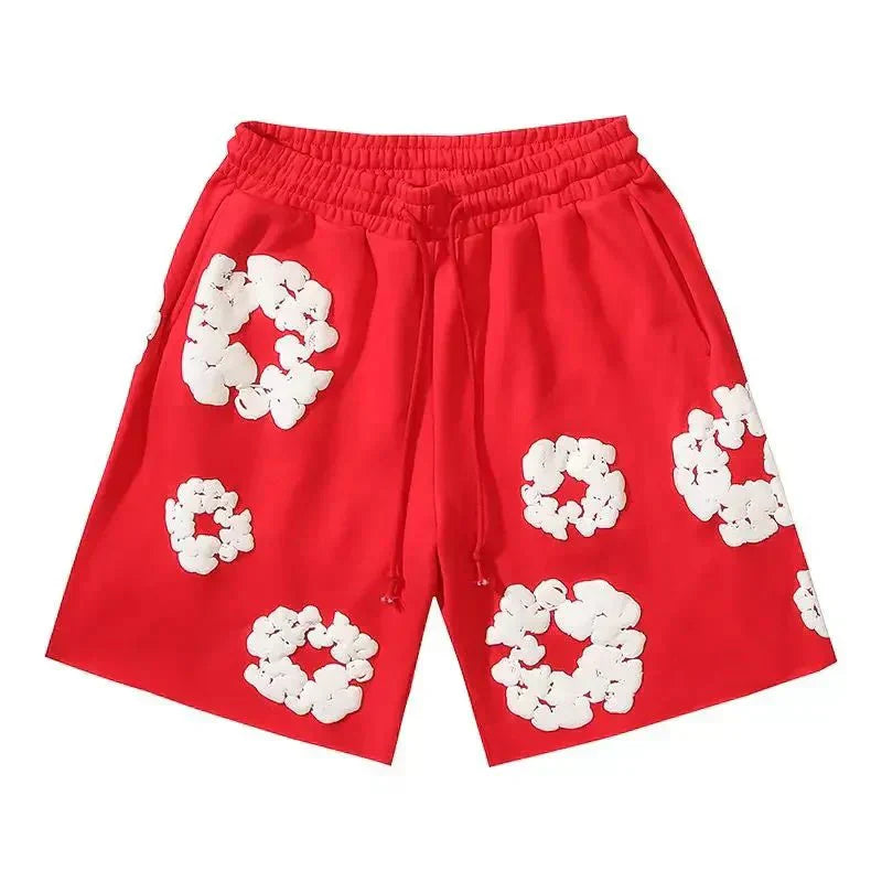FLOWER KISS – Completo corto in denim con stampa corona unica | Streetwear estivo