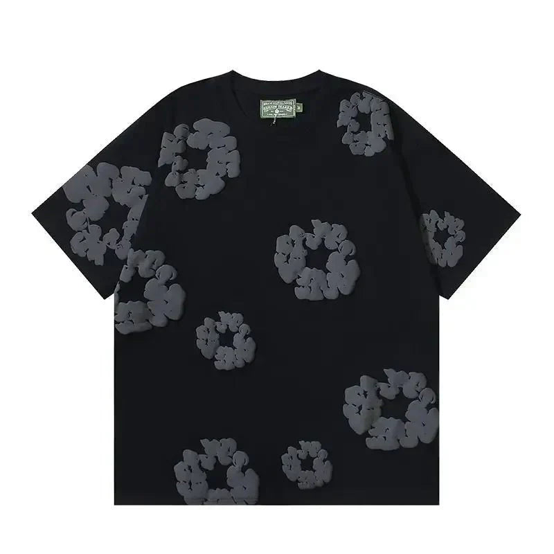 FLOWER KISS – Completo corto in denim con stampa corona unica | Streetwear estivo