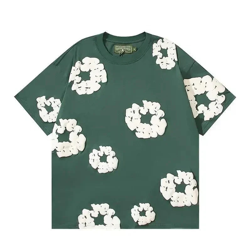 FLOWER KISS – Completo corto in denim con stampa corona unica | Streetwear estivo