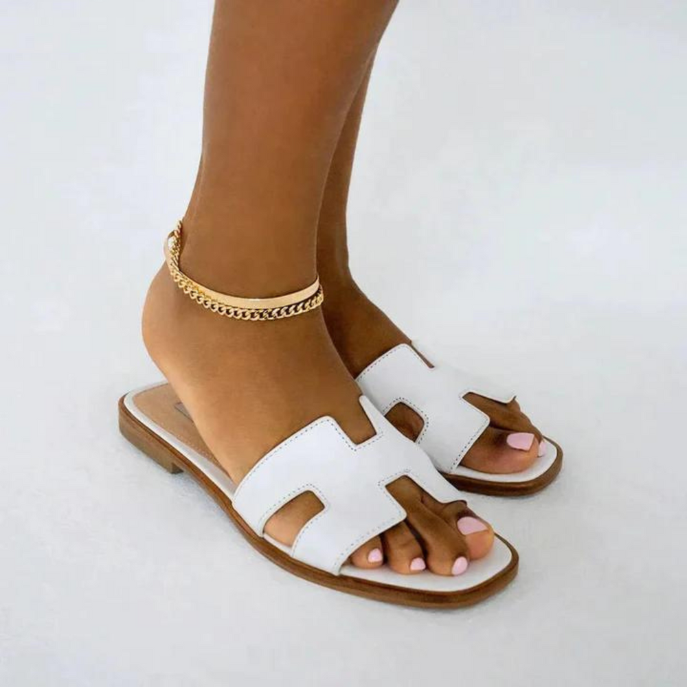 H – Zapatillas de cuero a la moda para damas | Cómodas y suaves