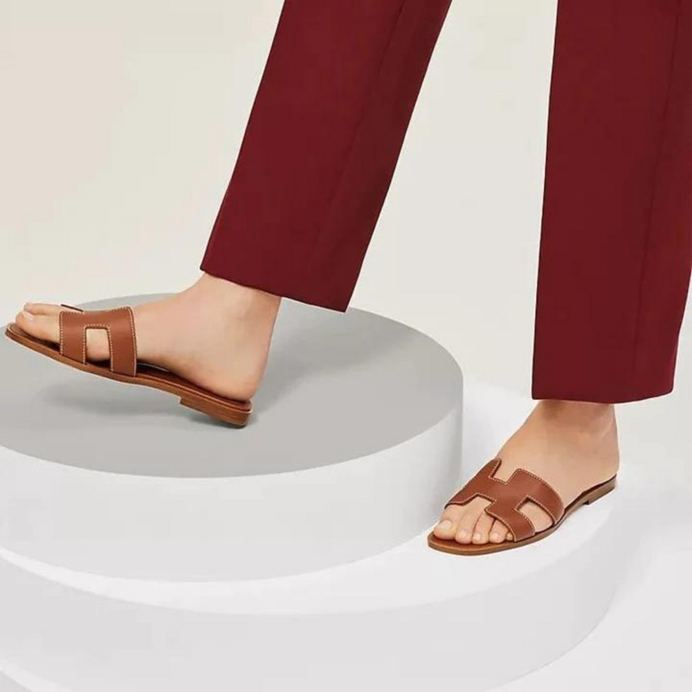 H – Zapatillas de cuero a la moda para damas | Cómodas y suaves