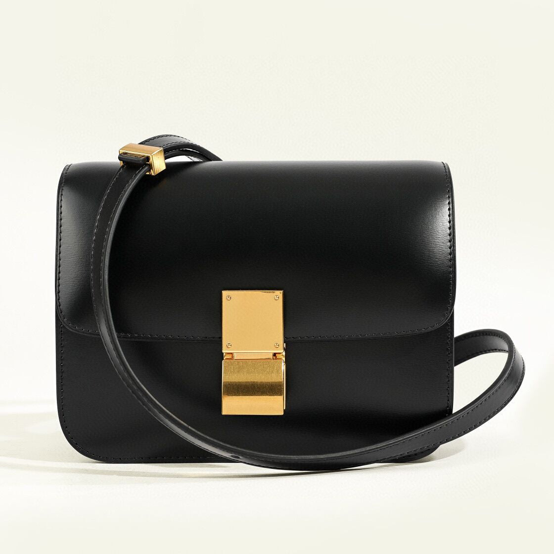 Variant image for Zwarte Leren Schoudertas Dames Klassieke Flap Box Trevino Stijl-2