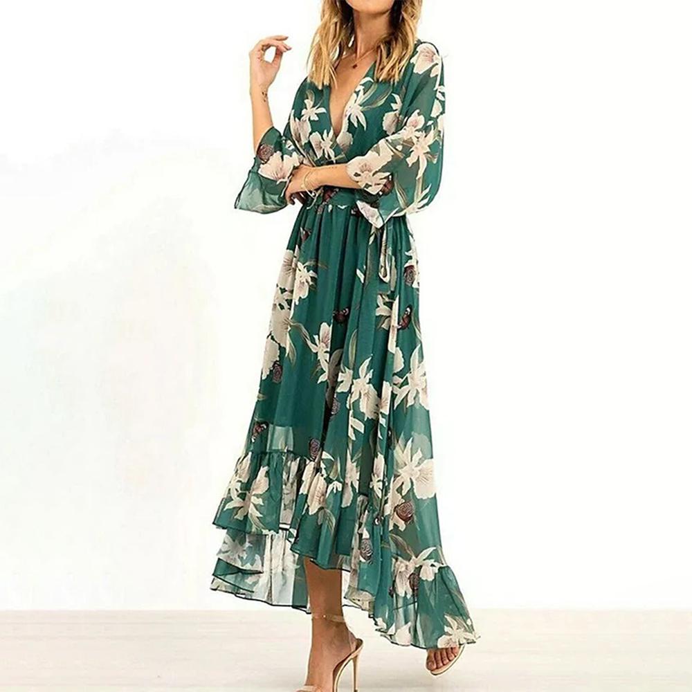 LIVIA - Elegante Abito a Ruches Verde