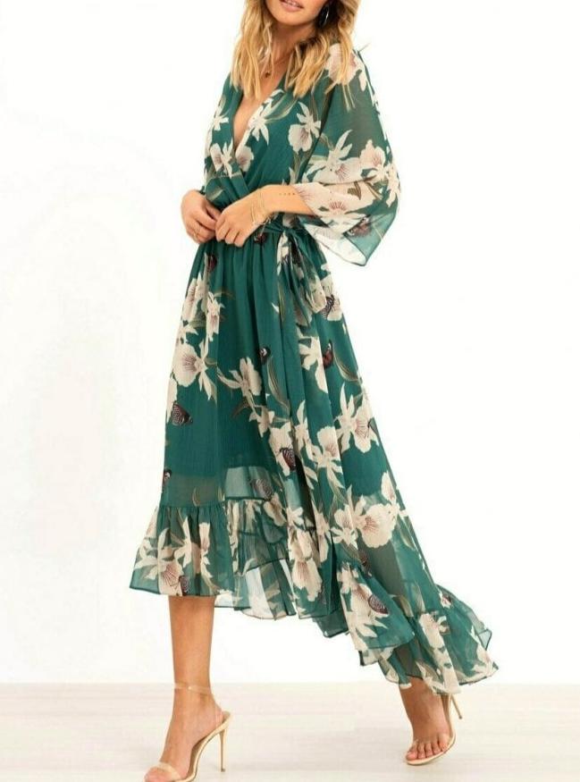 LIVIA - Elegante Abito a Ruches Verde