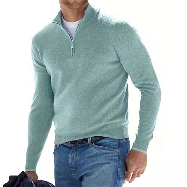 LUCA - Maglione Luxe Merino con Scollo a V e Cerniera per un Look Elegante