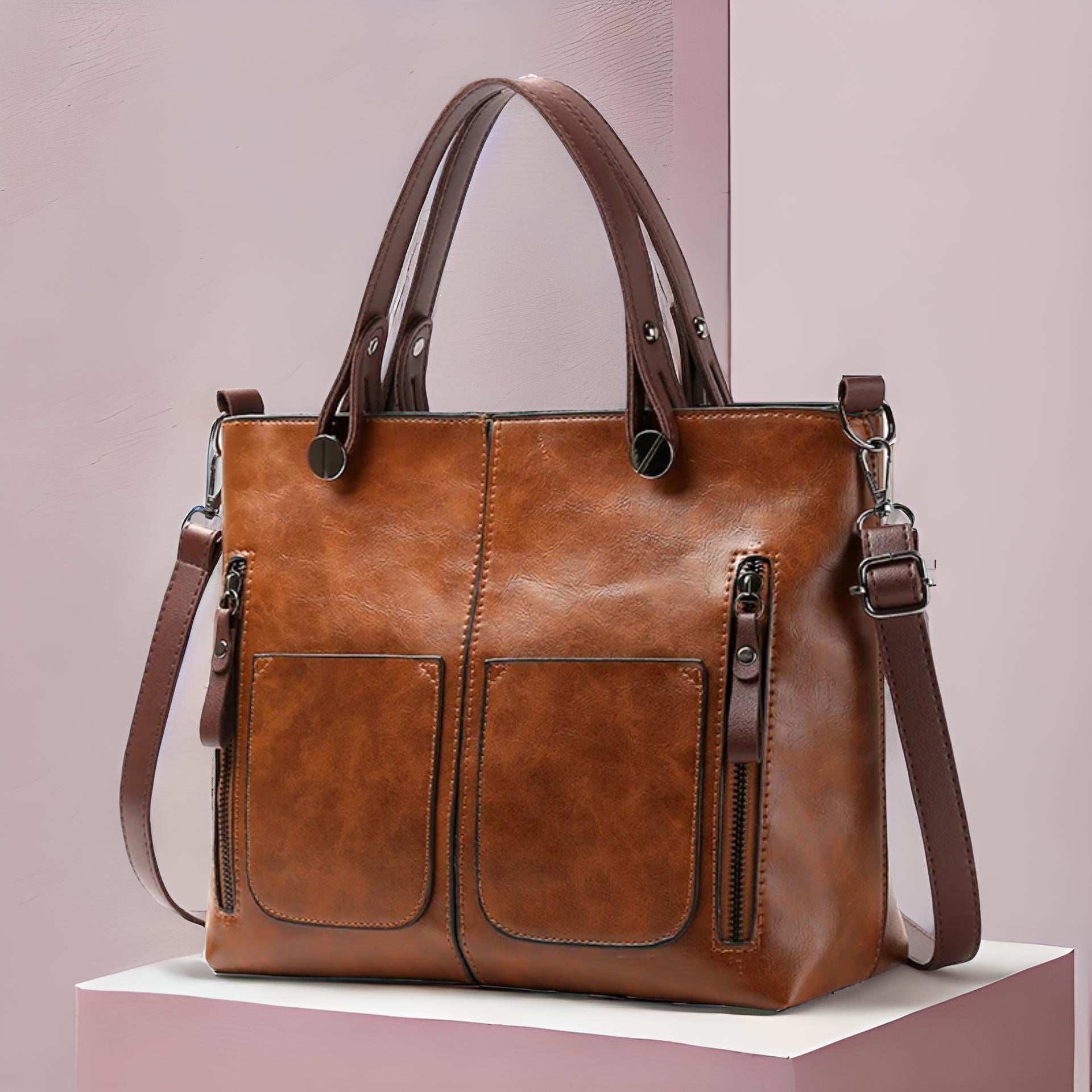 Klassieke Leren Schoudertas Dames - Zwart Elegante Stijl-1