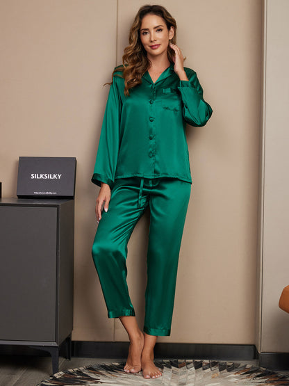 LUNA - Luxe Zijde Pyjama Set voor Dames | Zachte Button-Up Nachtkleding