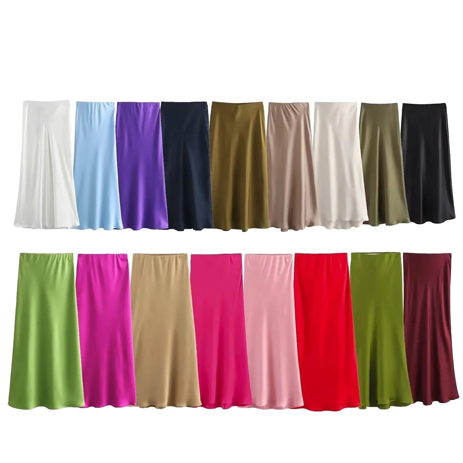 Hoge Taille Satijnen Rok voor Dames - Elegante Midden-Lengte in Luxe Satijn, Flatterende Pasvorm voor Elke Gelegenheid 2
