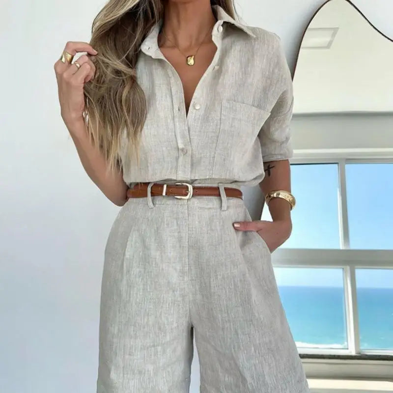 SOLÉA – Chique Zomerset Dames | Vintage Blouse & Short voor Lente & Zomer
