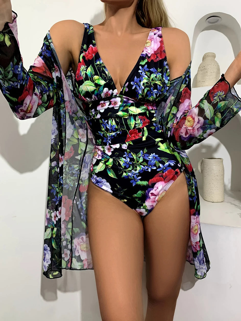 Dames One-Piece Badpak Met Diepe V-hals Stijlvol voor Strand en Zwembad-4